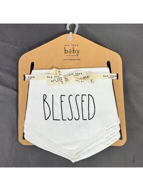 Rae Dunn Baby Bibs Thanksgiving Set of 3 Blessed Gobble Gobble Thankful NEW